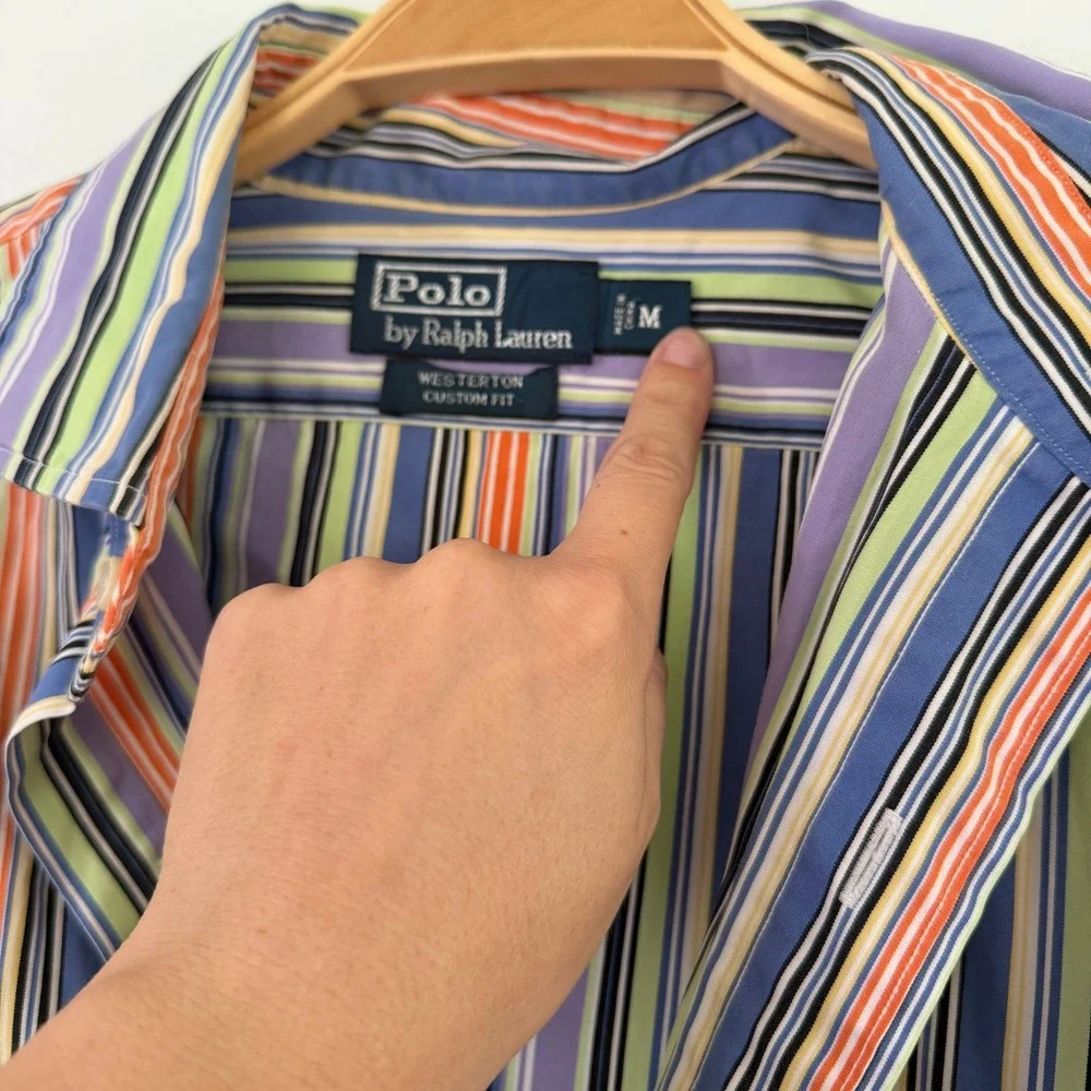 Polo Ralph Lauren Westerton Custom Fit Striped Shirt Mens Medium Cotton